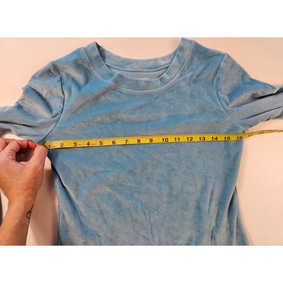 Cuddl Duds small S light blue velour sweater with thumb holes warm EUC winter ^ - Picture 5 of 6